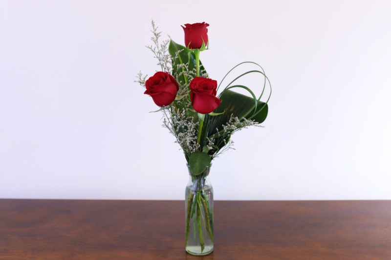 My Love Bouquet with red roses and willow accents by Studley Flower Gardens