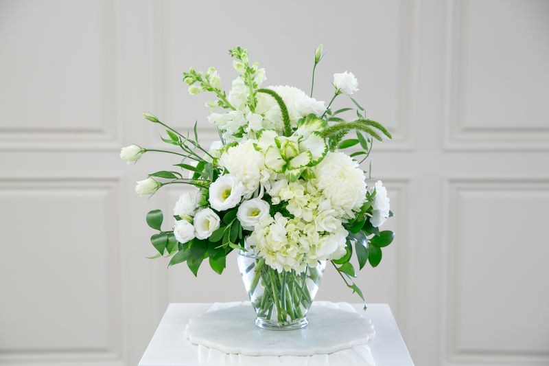 Quiet Prayers Bouquet with soothing white blooms by Studley Flower Gardens