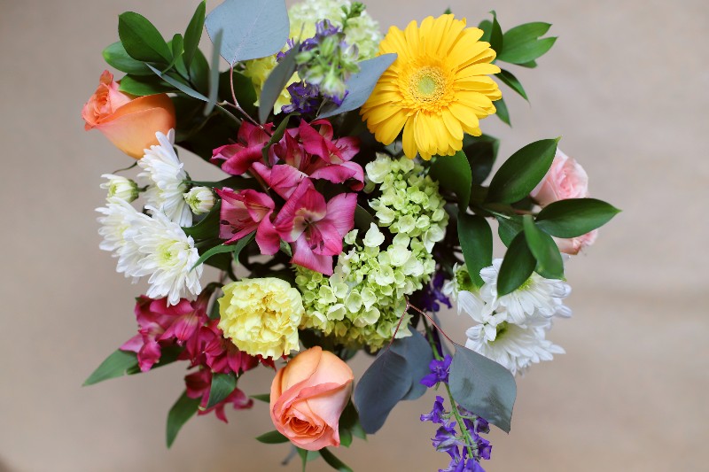 Small subscription vase bouquet with seasonal blooms by Studley Flower Gardens
