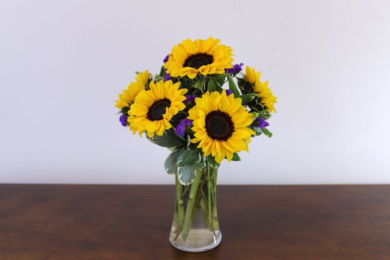 Sunny Meadow Bouquet with abundant sunflowers by Studley Flower Gardens